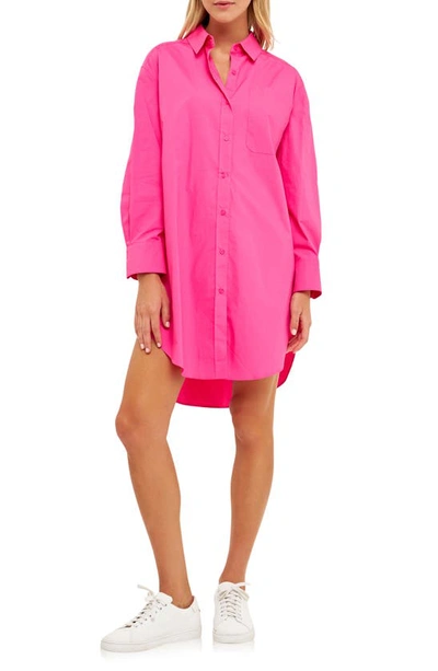 English Factory Classic Collar Shirtdress In Fuchsia