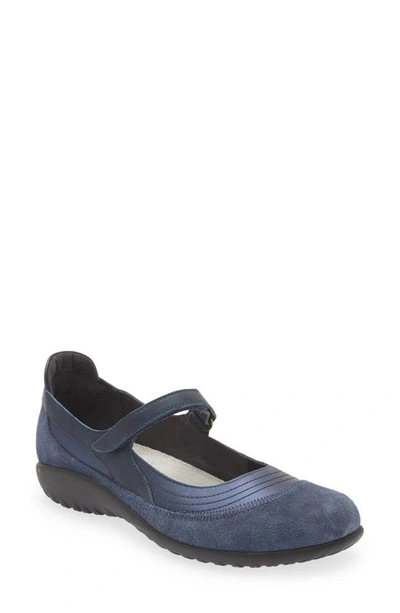 Naot Kire Mary Jane Flat In Polar Sea Leather Midnight