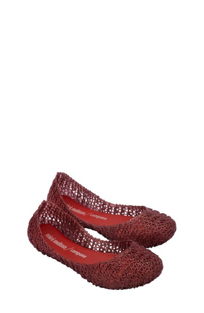 Mini Melissa Kids' Campana Zigzag Flat In Red