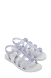 Melissa Sun Rodeo Water Resistant Cage Sandal In White/ Clear Glitter Silve