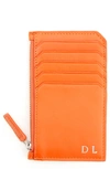 Royce New York Personalized Card Case In Burnt Orange- Silver Foil