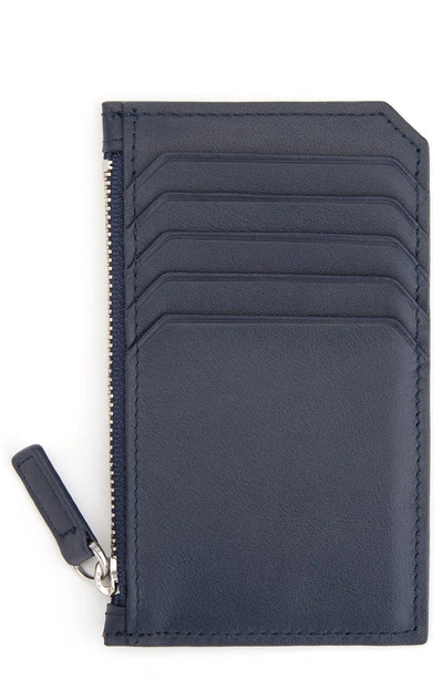 Royce New York Personalized Card Case In Navy Blue- Deboss