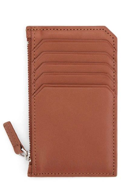 Royce New York Personalized Card Case In Tan- Gold Foil