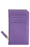 Royce New York Personalized Card Case In Purple- Silver Foil