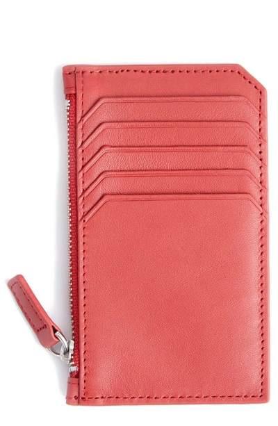 Royce New York Personalized Card Case In Red- Deboss