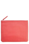 Royce New York Personalized Leather Travel Pouch In Red- Silver Foil