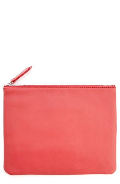 Royce New York Personalized Leather Travel Pouch In Red- Silver Foil