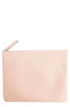 Royce New York Personalized Leather Travel Pouch In Light Pink- Silver Foil