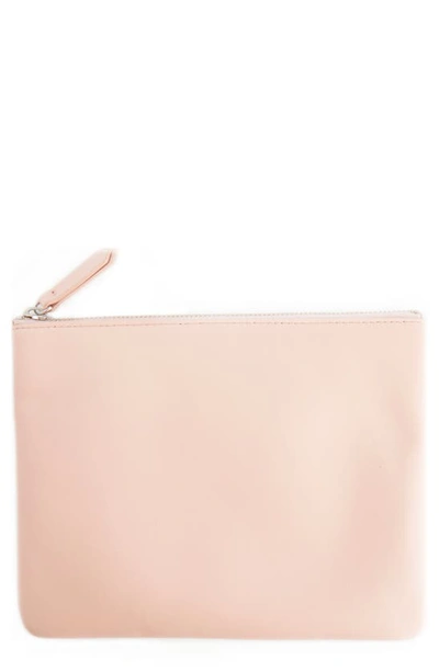 Royce New York Personalized Leather Travel Pouch In Light Pink- Silver Foil