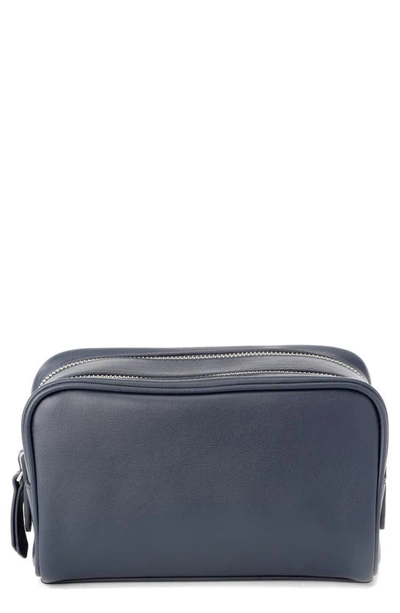 Royce New York Personalized Zip Toiletry Bag In Navy Blue - Gold Foil
