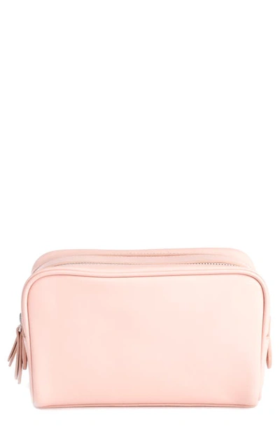 Royce New York Personalized Zip Toiletry Bag In Light Pink - Silver Foil