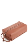 Royce New York Personalized Small Toiletry Bag In Tan - Silver Foil