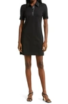 Staud Jacy Faux Leather Detail Minidress In Black/ Black