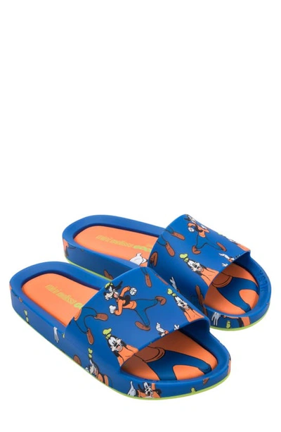 Melissa Kids' X Disney Mickey & Friends Water Resistant Slide Sandal In Blue/ Orange
