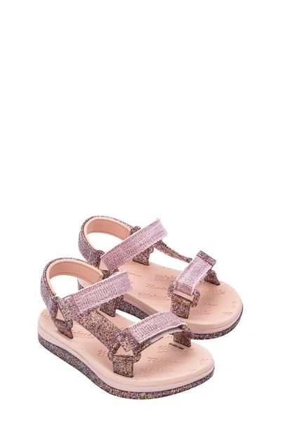 Melissa Kids' Papete Rider Sandal In Pink/ Clear Glitter Pink