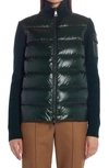 Moncler Quilted Down & Wool Short Cardigan In Green