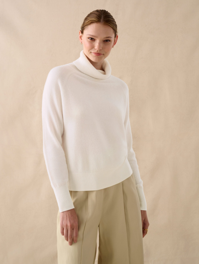 White + Warren Essential Cashmere Turtleneck Sweater In Soft White