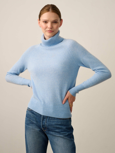 White + Warren Essential Cashmere Turtleneck Sweater In Light Chambray Heather