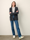 WHITE + WARREN CASHMERE RIBBED BOYFRIEND CARDIGAN SWEATER IN CHARCOAL HEATHER