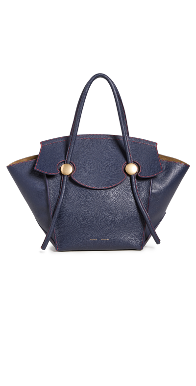 Proenza Schouler Grainy Leather Pipe Bag In Navy/red In Blue