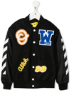 Off-white Patch-detail Side-stripe Bomber Jacket In Black