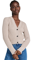 Ami Alexandre Mattiussi Cropped Ribbed-knit Cardigan In Beige
