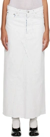 Maison Margiela Coated Denim Long Skirt In 967 White Crack