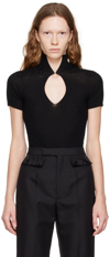 WOLFORD BLACK V-NECK BODYSUIT