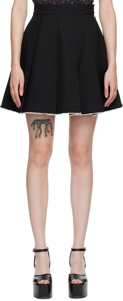 Shushu-tong Pleated Raw-hem Skirt In Black