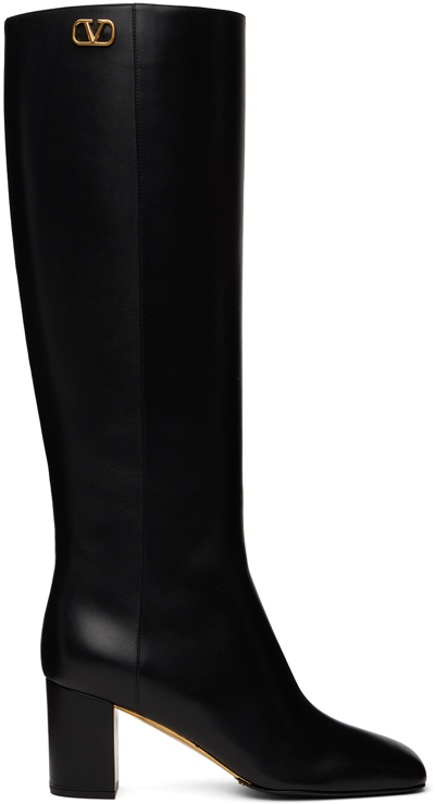 Valentino Garavani Black Golden Walk Boots In 0no Nero