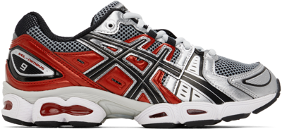 Asics Red & Silver Gel-nimbus 9 Sneakers In Silver,red | ModeSens