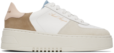 Axel Arigato Orbit Leather And Suede Platform Trainers In White/ Olive/ Pale Yellow