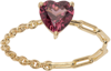 Yvonne Léon 18k Yellow Gold Rhodolite Heart Chain Ring In Yellow Gold Rhodolit
