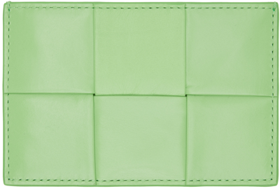 Bottega Veneta Green Credit Card Holder In 3840 Pistachio Silve