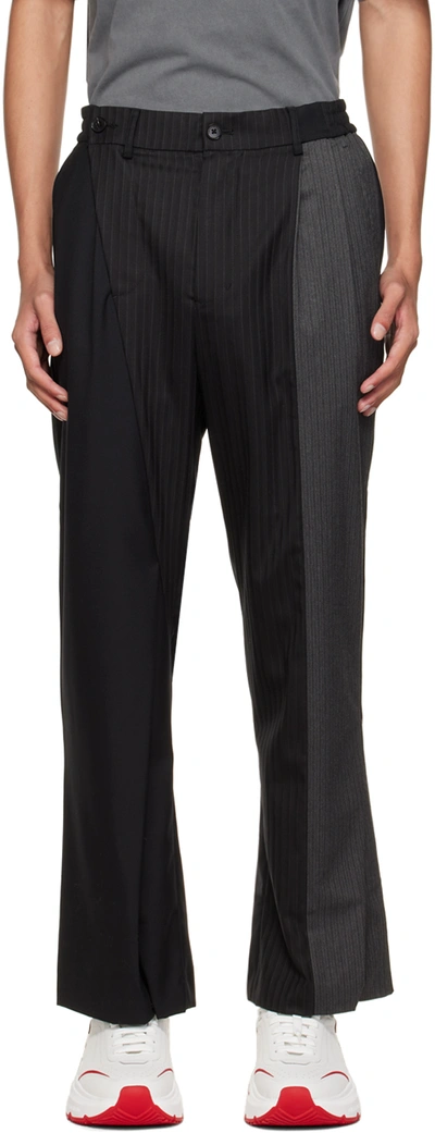 Feng Chen Wang Black Patchwork Trousers In Schwarz