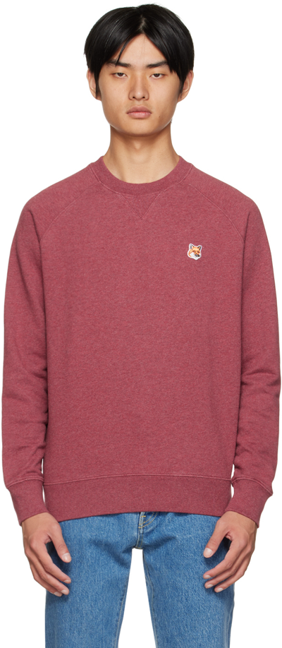 Maison Kitsuné Fox-motif Cotton Sweatshirt In Red