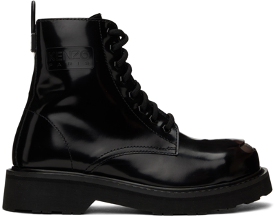 Kenzo Black  Smile Lace-up Boots