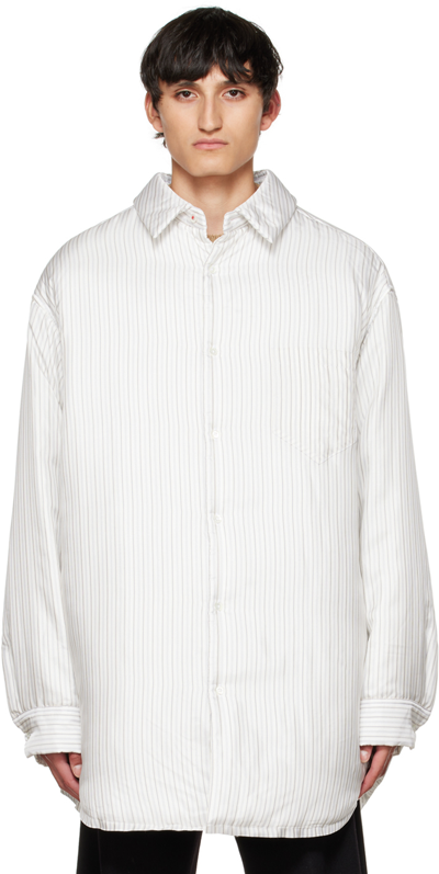 Maison Margiela Padded Pinstriped Shirt In White