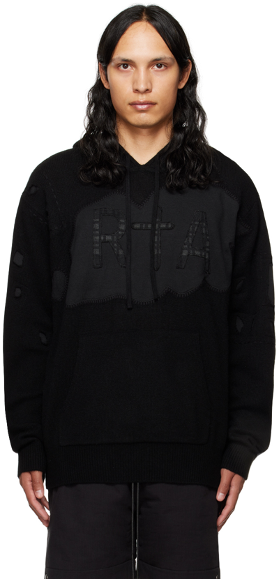 Rta Black Dion Hoodie In Black Patchwork