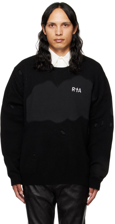 Rta Black Creed Sweater In Black Patch Work