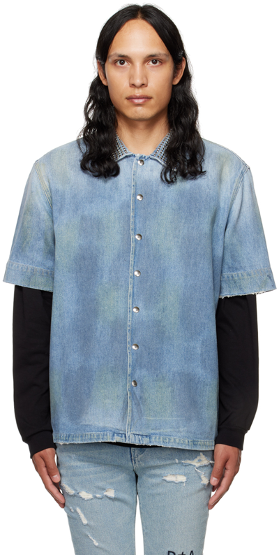 Rta Blue Randy Shirt In Aged Medium Blue