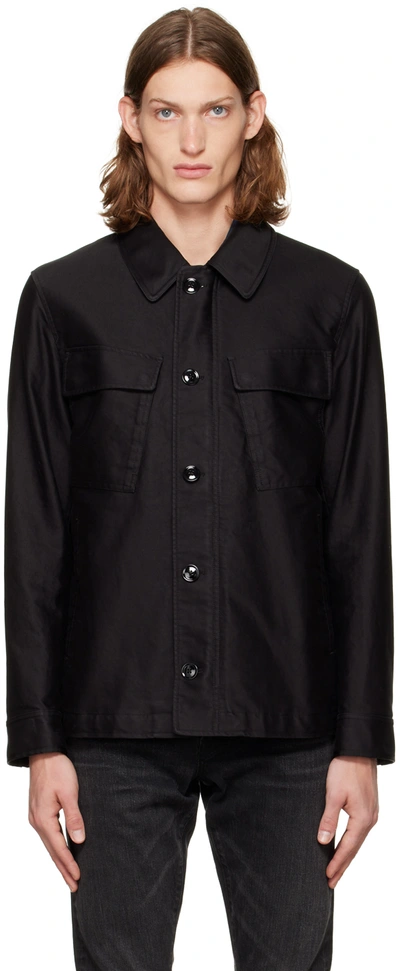 Tom Ford Black Zip Jacket In K29 Washed Black