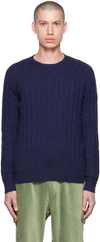 Polo Ralph Lauren Cashmere Cable-knit Sweater In Blue