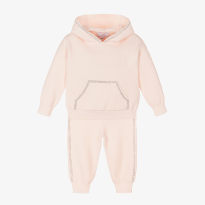 Beau Kid Girls Pink Knitted Tracksuit