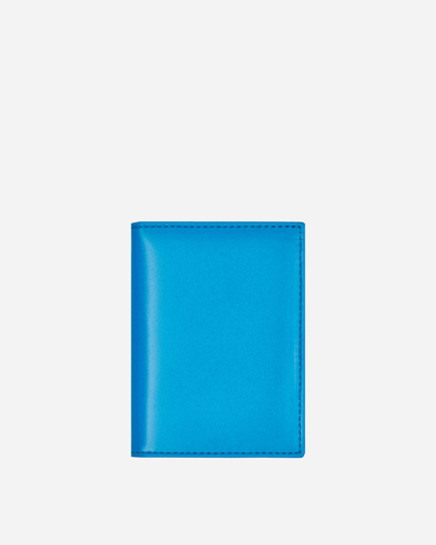 Comme Des Garçons Super Fluo Leather Wallet In Blue