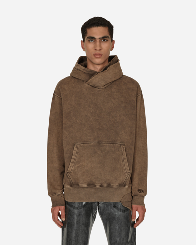 Diesel Acid Wash Hooded Sweatshirt In Brown