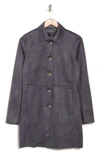 T Tahari Faux Suede Car Coat In Smoke