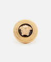 Versace Gold Round Enameled Medusa Ring In Golden
