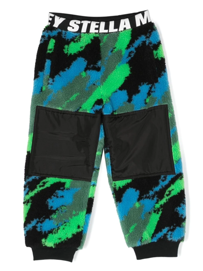 Stella Mccartney Kids' Abstract-print Fleece Track Pants In Nero/multicolor