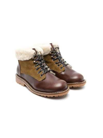 Bonpoint Kids' Henri Lace-up Boots In Brown